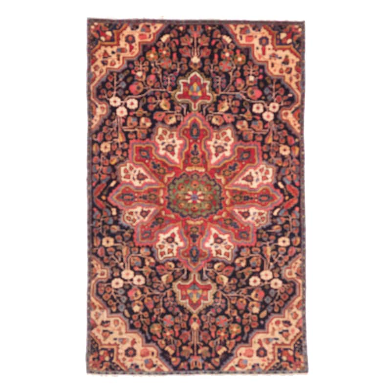 ECARPETGALLERY Hand-knotted Anatolian Vintage Dark Navy Wool Rug - 3'3 x 5'5