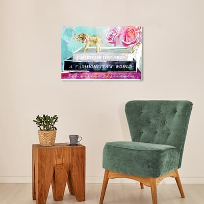 Wynwood Studio Canvas Fashion and Glam Jetsetter Library Blue and Teal Glam Wall Art Canvas Print
