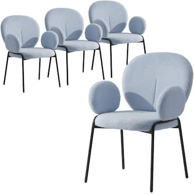 Celestial Boucle Upholstered Iron Dining Chairs Set of 4 by LeisureMod