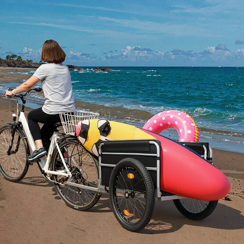 Bike Cargo Trailer, 110lbs Load Capacity, Heavy-Duty Bicycle Wagon Cart, Foldable Compact Storage, Featuring upgraded Fat tires
