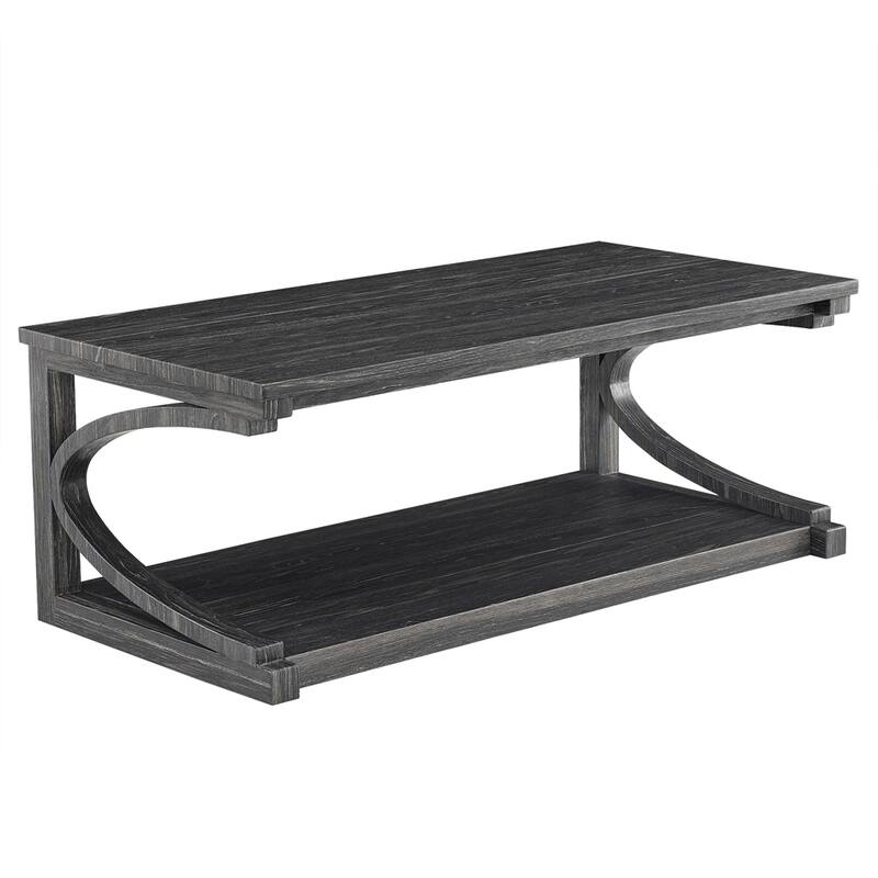 Wood Rectangular Coffee Table with Shelf
