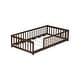preview thumbnail 8 of 84, Montessori Twin Size Toddler Floor Bed with Fence without Door, Open-row Design Wood Frame Platform Bed with Safety Guardrails