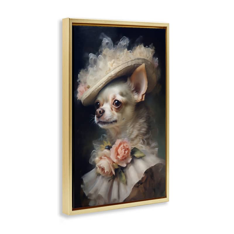Stupell Classic Fashion Chihuahua Framed Floater Canvas Wall Art Design By Wumples