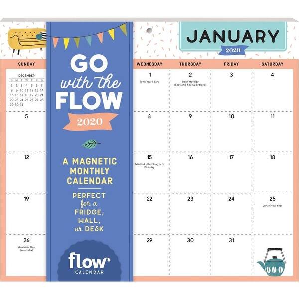Go With The Flow Desk Calendar 2020 A Magnetic Monthly Perfect For Fridge Wall Or 29043240 Flow Desk Calendar 2020