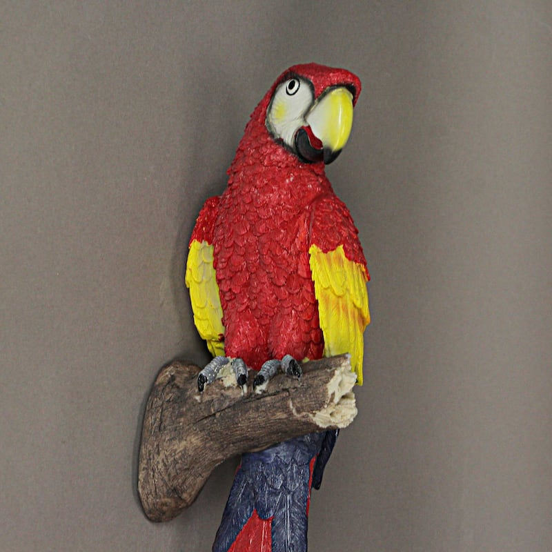 Zeckos 18 Inch Scarlet Macaw Parrot Wall Sculpture Bird Art