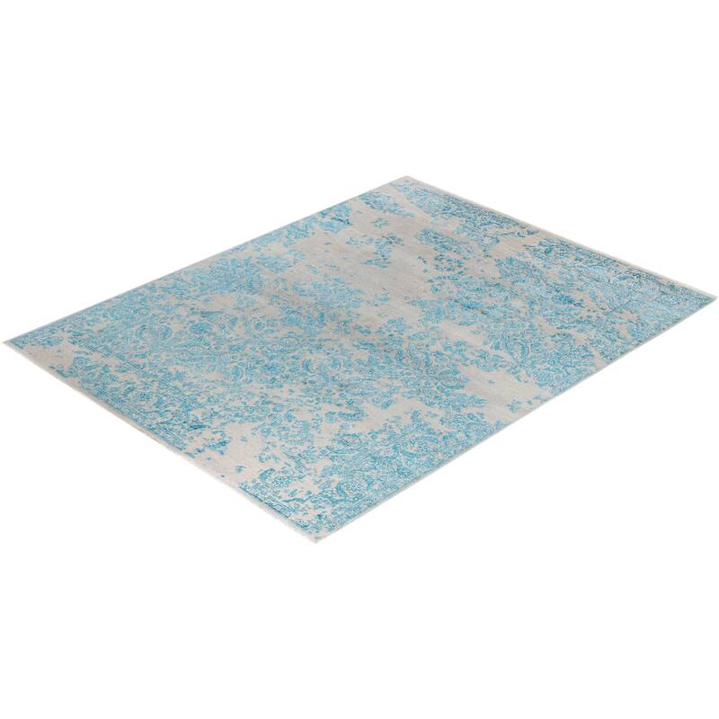 Ikat One-of-a-Kind Hand-Knotted Area Rug, Blue - 7' 10" x 10' 1"