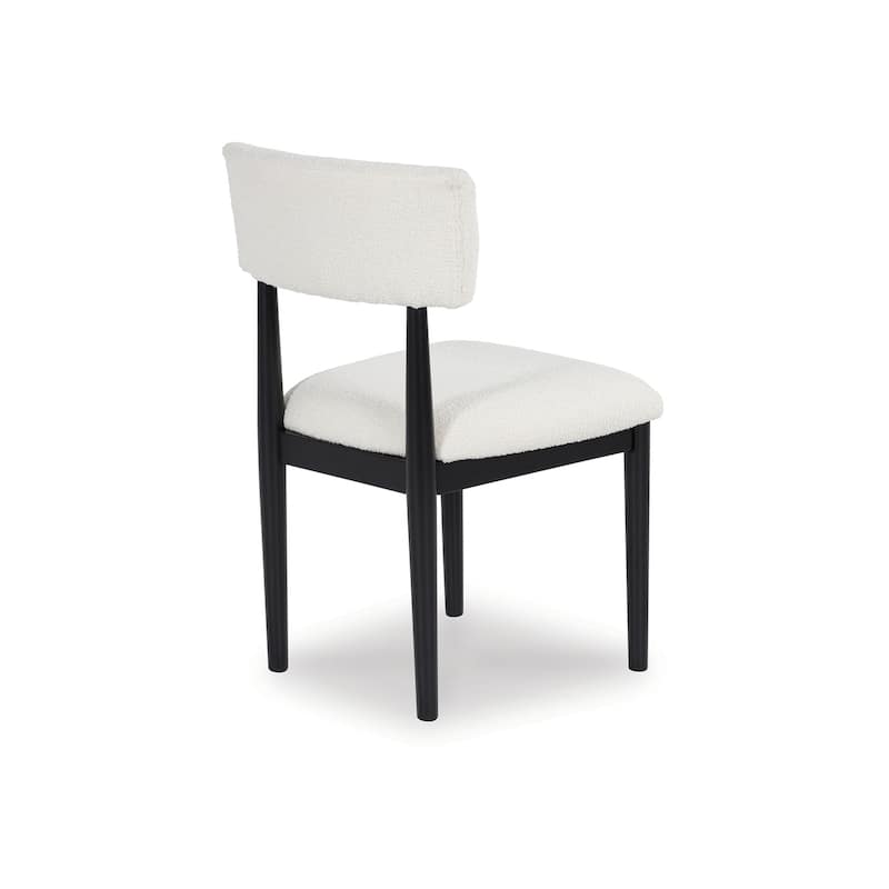 Dae Dining Side Chair Set of 2, White Cushioned Seat, Black Wood Legs