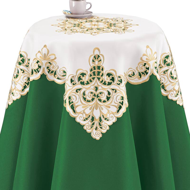 Embroidered Dainty Scroll Cut-Out Holiday Table Linens