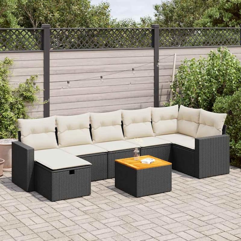 vidaXL Garden Sofa Set - Black and cream Large