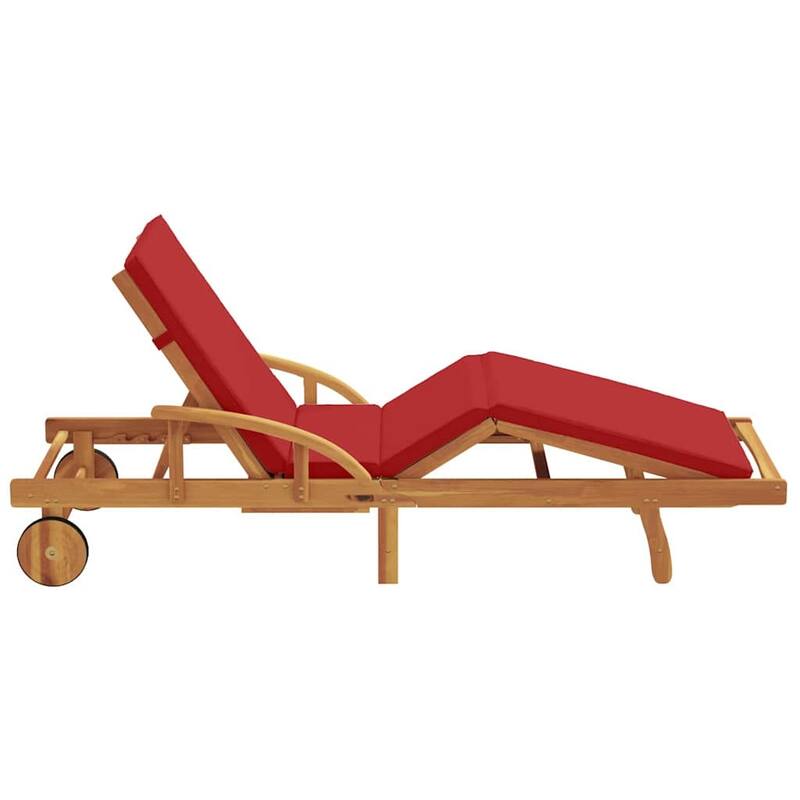 vidaXL Sun Lounger Reclining Red 200 x 67 x 84cm Solid Acacia wood - 78.7 x 26.4 x 33.1