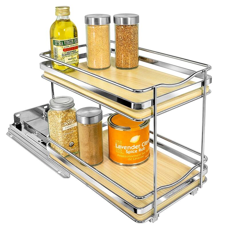 LYNK PROFESSIONAL® Élite™ Pull Out Spice Rack Organizer for Cabinet - 6-1/4 inch W - Lifetime Ltd Warranty, Wood- 2 Tier