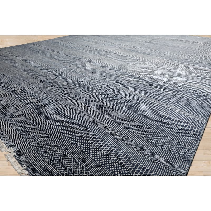 9'1''x12'2" Blue Tibetan Wool Hand Knotted Contemporary Oriental Rug - 9' 1'' x 12' 2''