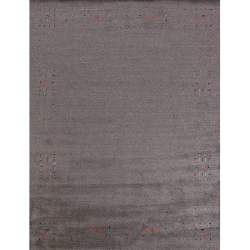 Hand Knotted Oriental 100% Wool Carpet Tribal Tribal Greys & Charcoal Gabbeh Area Rug - 9' 11'' X 8' 1''