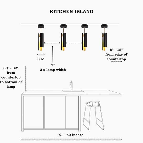 dimension image slide 2 of 4, Black White 1-Light Modern Brass Gold LED Pendant Light Fixture for Kitchen Island - 3 x 3 x 14.3