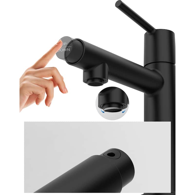 Modern Single Handle Bathroom Sink Faucet with Removable Aerator, Anti Fingerprint, Splash Proof, Anti Corrosion and Anti Rust