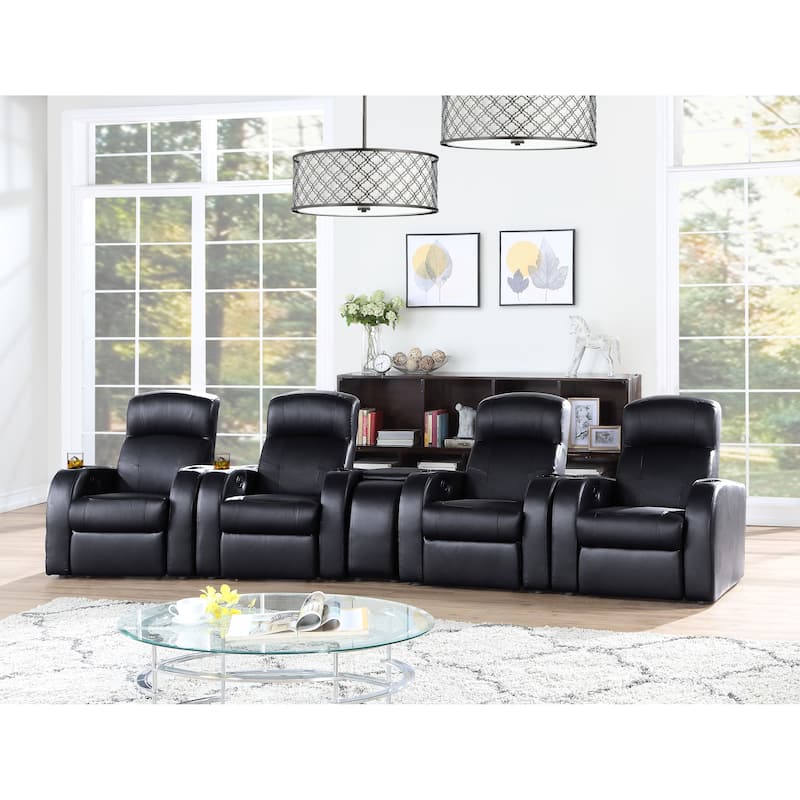 Cyrus Upholstered Modular Home Theater Seating - 5-Piece (4-Seater)