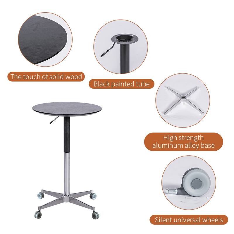 Movable Adjustable Bar Table 360 Swivel Counter Bar Height Aluminum Star Base Movable for Stand Desk Bistro Table