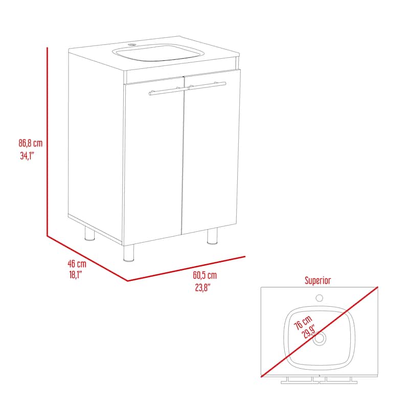 Sienna 2-Door Rectangle Freestanding Vanity Cabinet