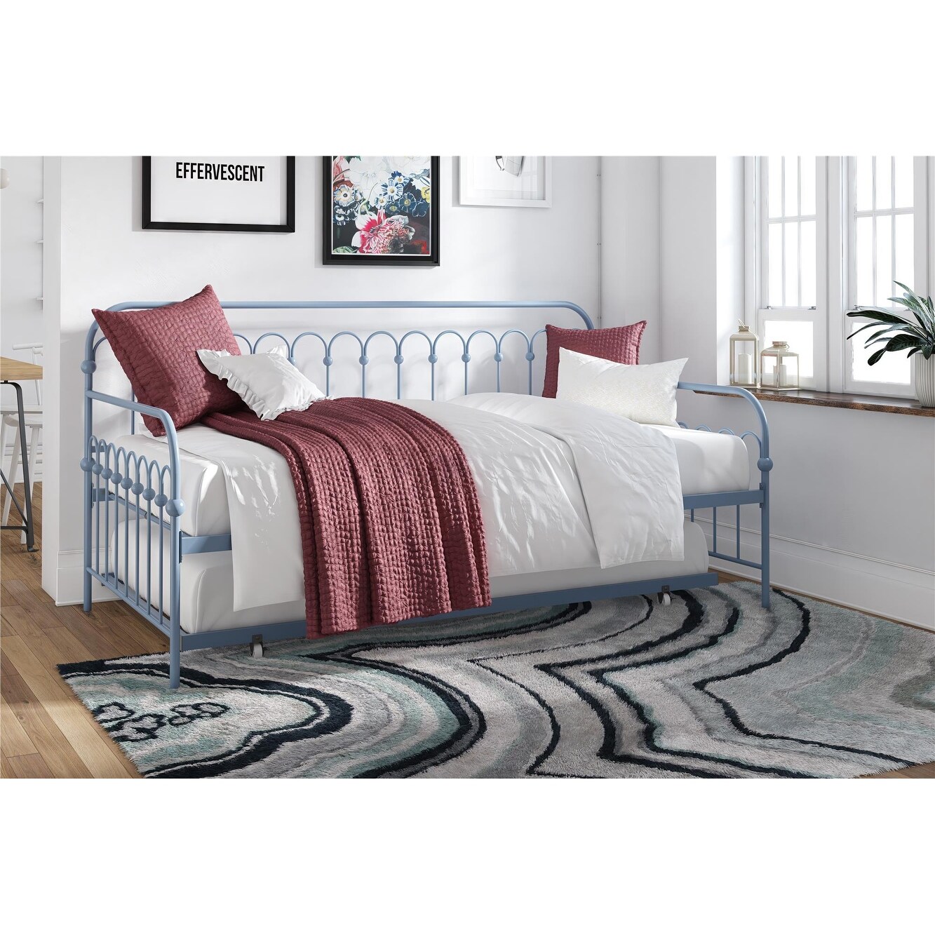 Novogratz Bright Pop Twin Metal Daybed with Twin Trundle Bed