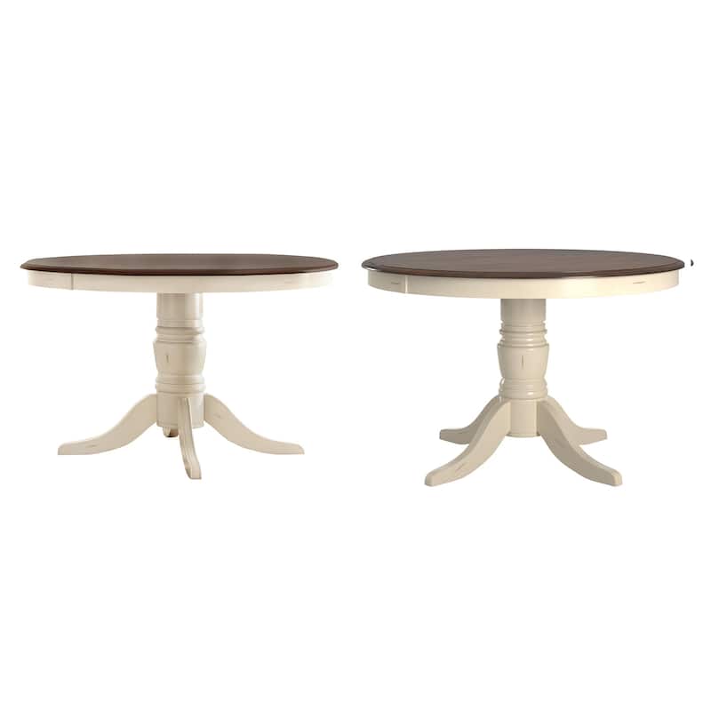 Brunico Two-Tone Dining Table - Round - Antique White