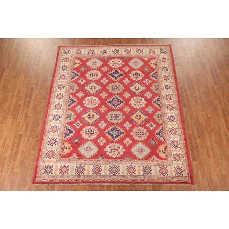 Geometric Kazak Rug Handmade Oriental Wool Carpet - 8'1"x 9'9"