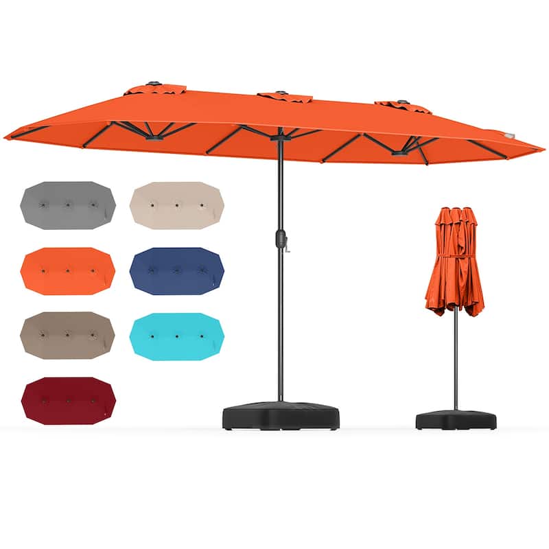 Gymax 13FT Double-sided Patio Umbrella w/ Crank Handle Umbrella Base