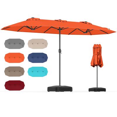 Gymax 13FT Double-sided Patio Umbrella w/ Crank Handle Umbrella Base