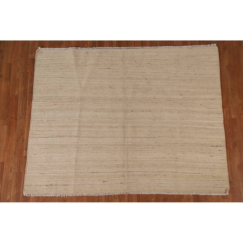 Reversible Kilim Modern Rug Hand-woven Wool Carpet - 4'9"x 6'0"