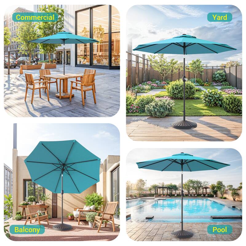BONOSUKI LED Patio 9Ft Market Umbrella,Outside Deck Table Umbrella