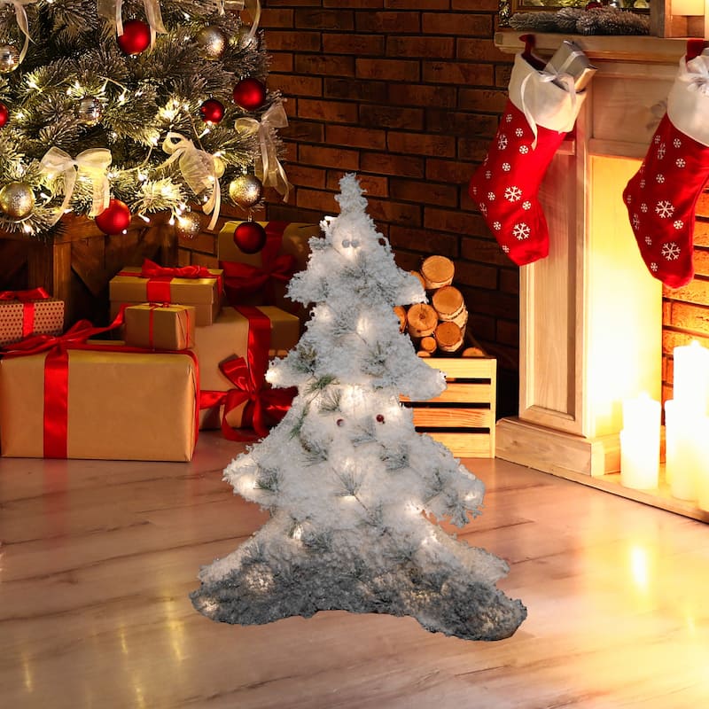 LED Lighted 2D Tinsel and Pine Christmas Tree Decoration - 27.5"