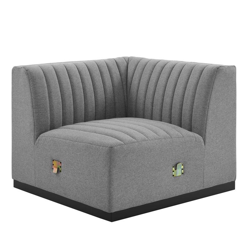 Conjure Channel Tufted Upholstered Fabric 4-Piece L-Shaped Sectional