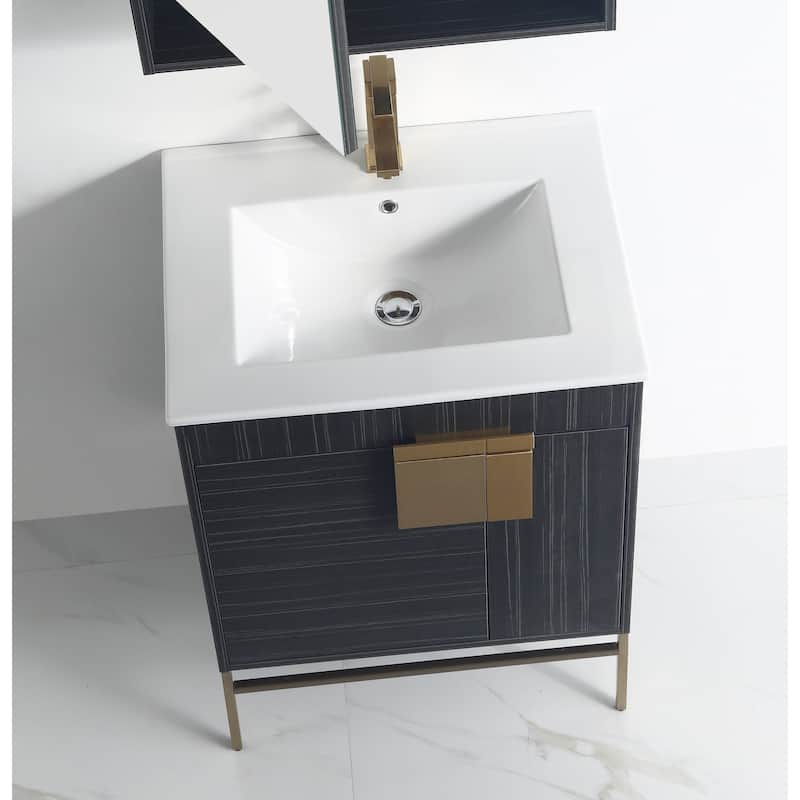 24" Tennant Brand Kuro Minimalistic Dawn Gray Bathroom Vanity With Medicine Cabinet