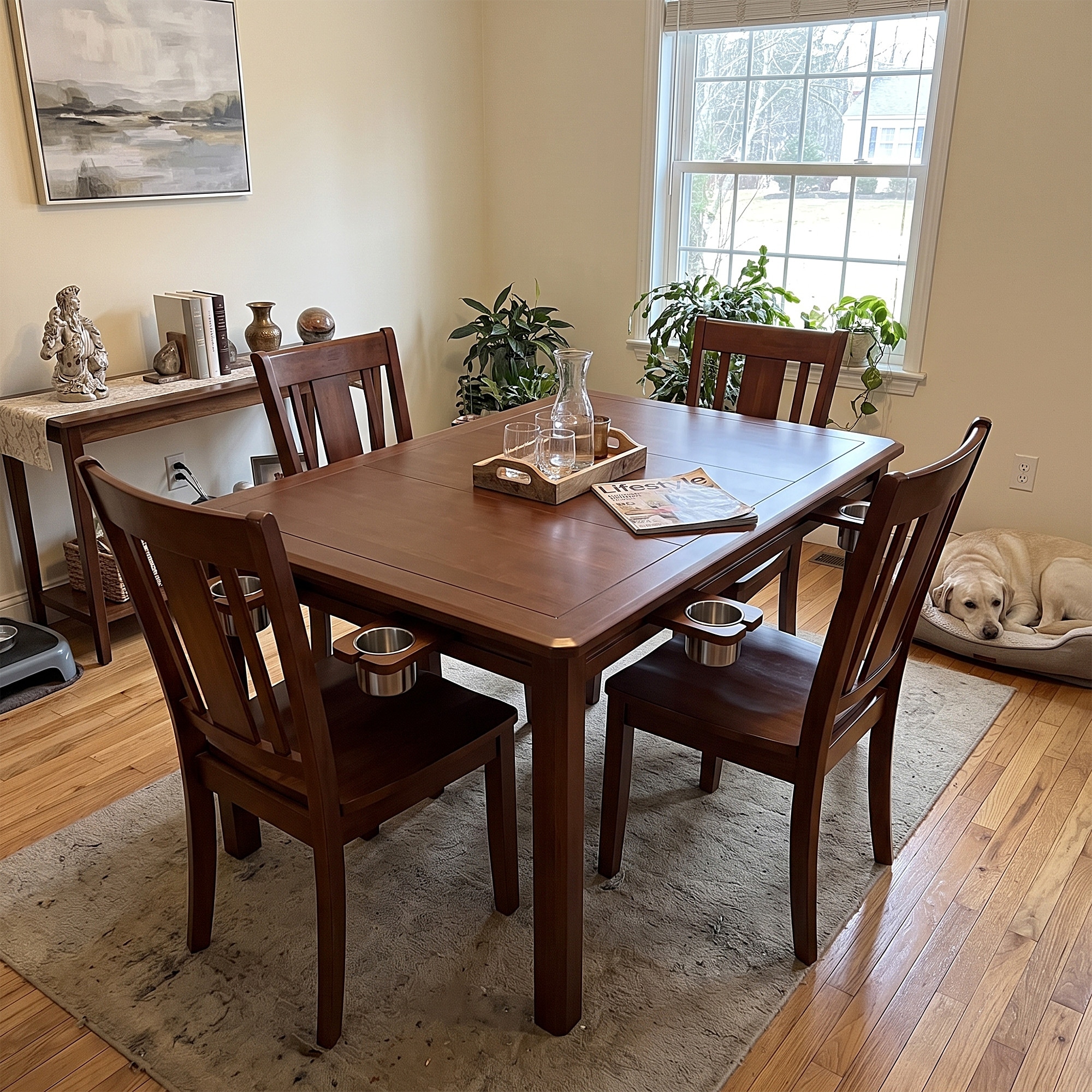 Solid Wood Board Game Table with Removable Table Top for 4–6 Players