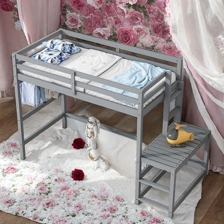 Twin Size Loft Bed with Ladder landing Platform,Ladders,Guardrails for home