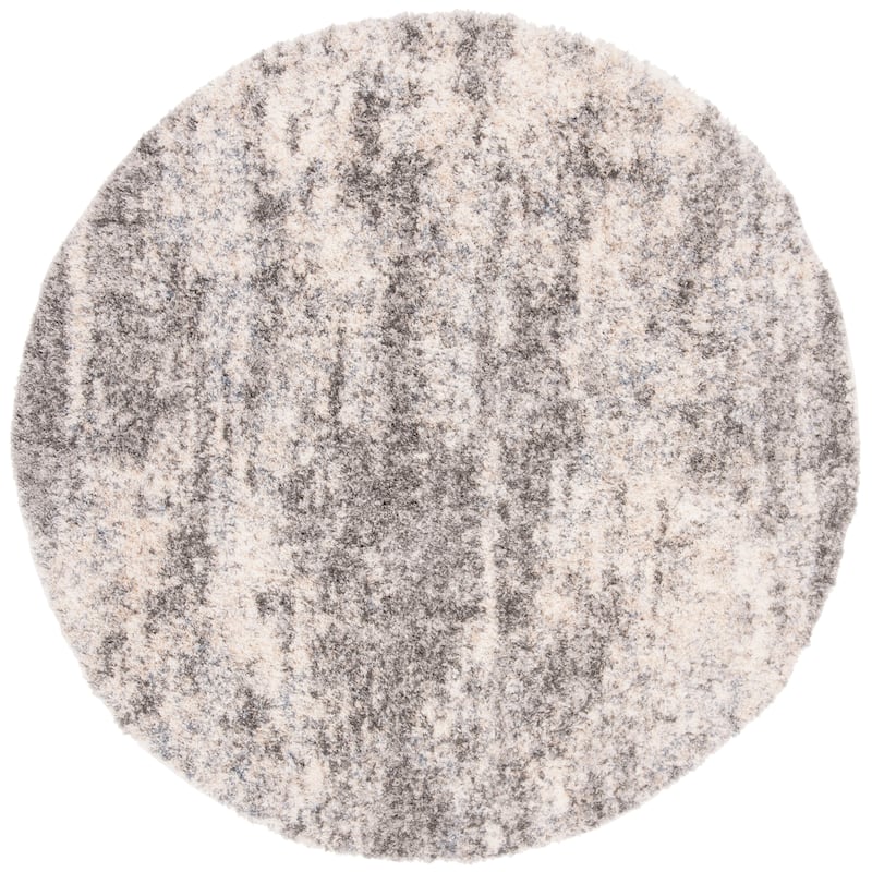 SAFAVIEH Berber Shag Tikvah Modern 1.2-inch Thick Rug - 3'3" Round - Grey Blue/Cream