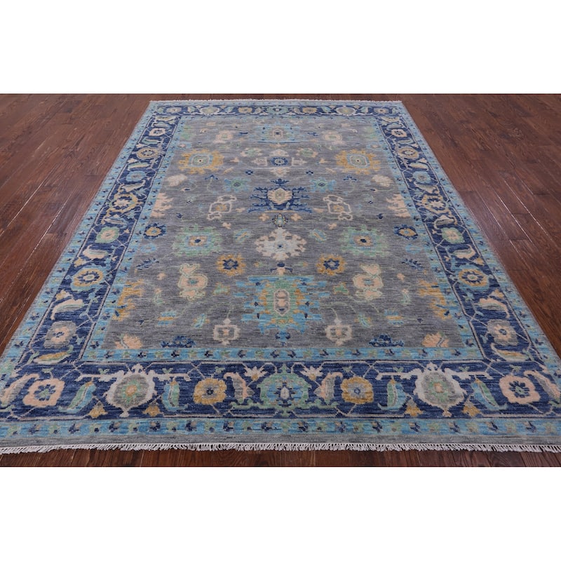Golden Nile Grey Turkish Oushak Hand Knotted Wool Rug - 8' 2" X 10' 2"