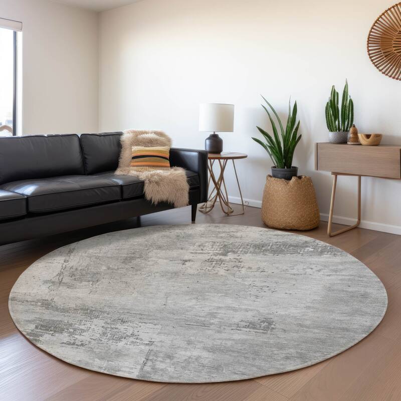 Premium Washable Super Soft Casual Abstract Mayfield Rug - Gray - 8' x 8'
