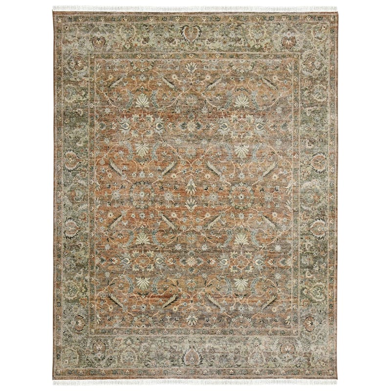 Milano Brenda Traditional Bordered Hand-Knotted Area Rug