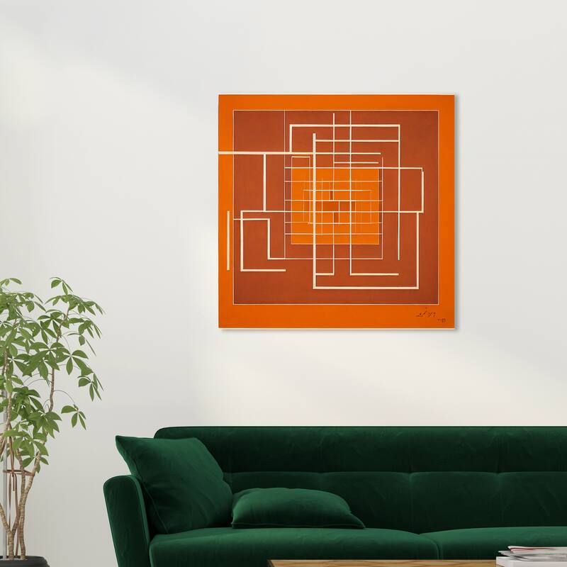 Wynwood Studio Canvas Abstract Minimalist Squares Orange and Cream White Modern & Contemporary Wall Art Canvas Print - 30 x 30