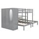 preview thumbnail 3 of 28, Full-over-Twin-Twin Bunk Bed with Wardrobe, Shelves and Mirror