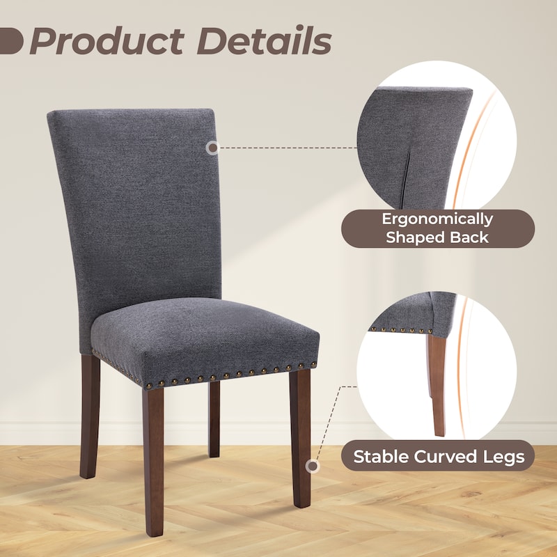 RENEWLINE Dining Chairs, Fabric with Nailhead Trim and Wood Legs