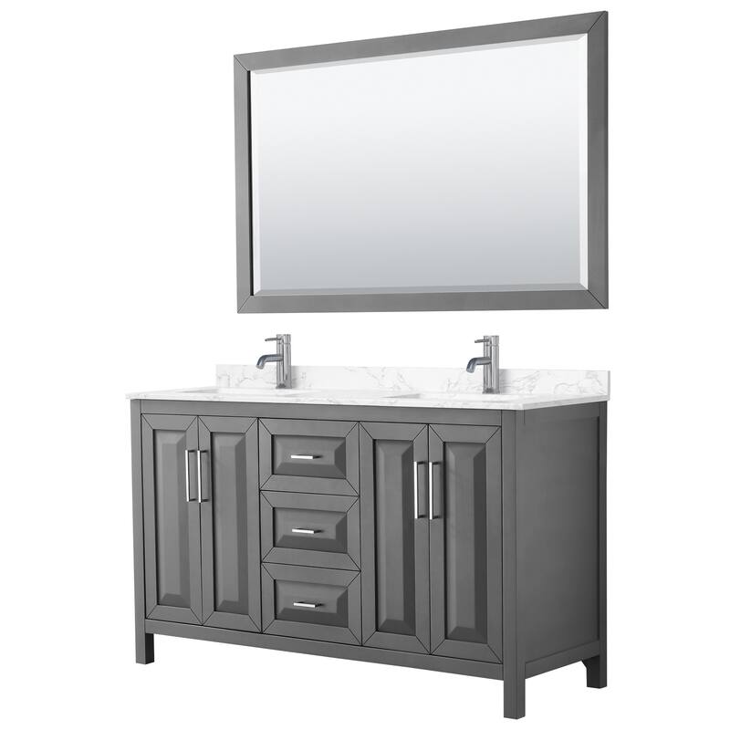 Daria 60 Inch Double Vanity, Cultured Marble Top, 58 Inch Mirror