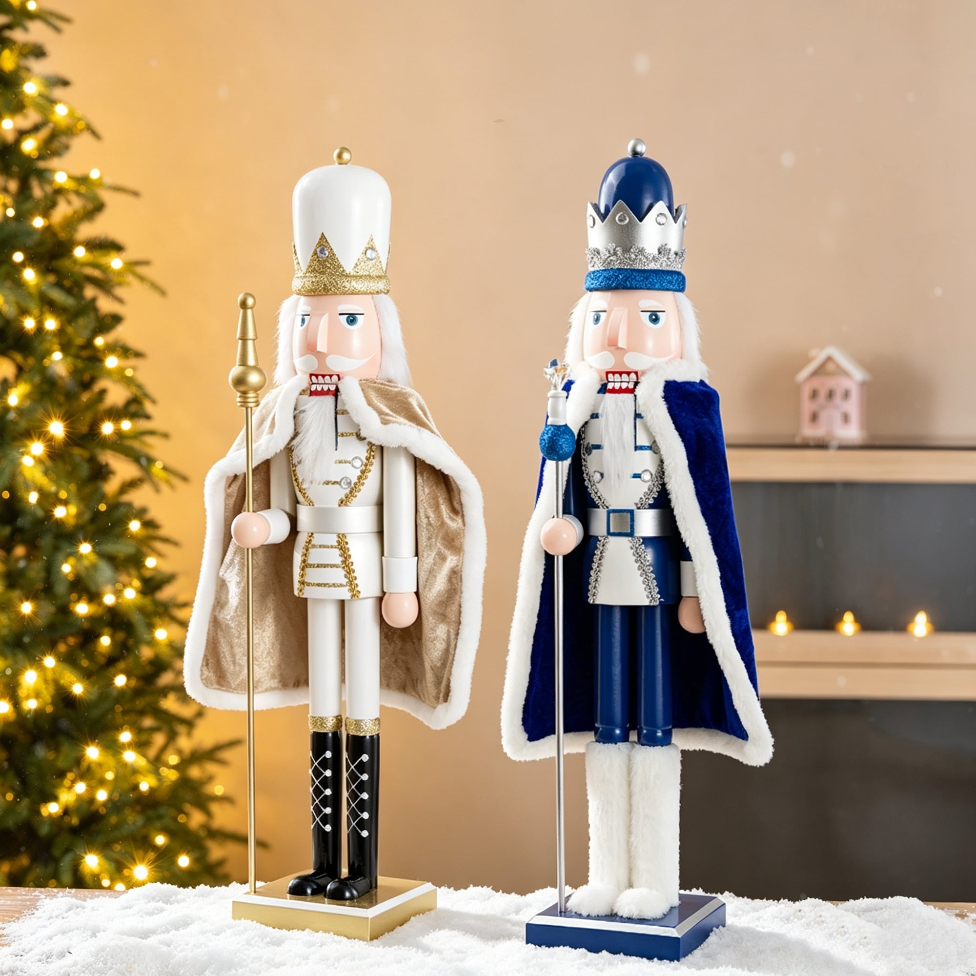 Glitzhome 24"H Wooden Christmas Gold/Blue King or Soldier Nutcracker