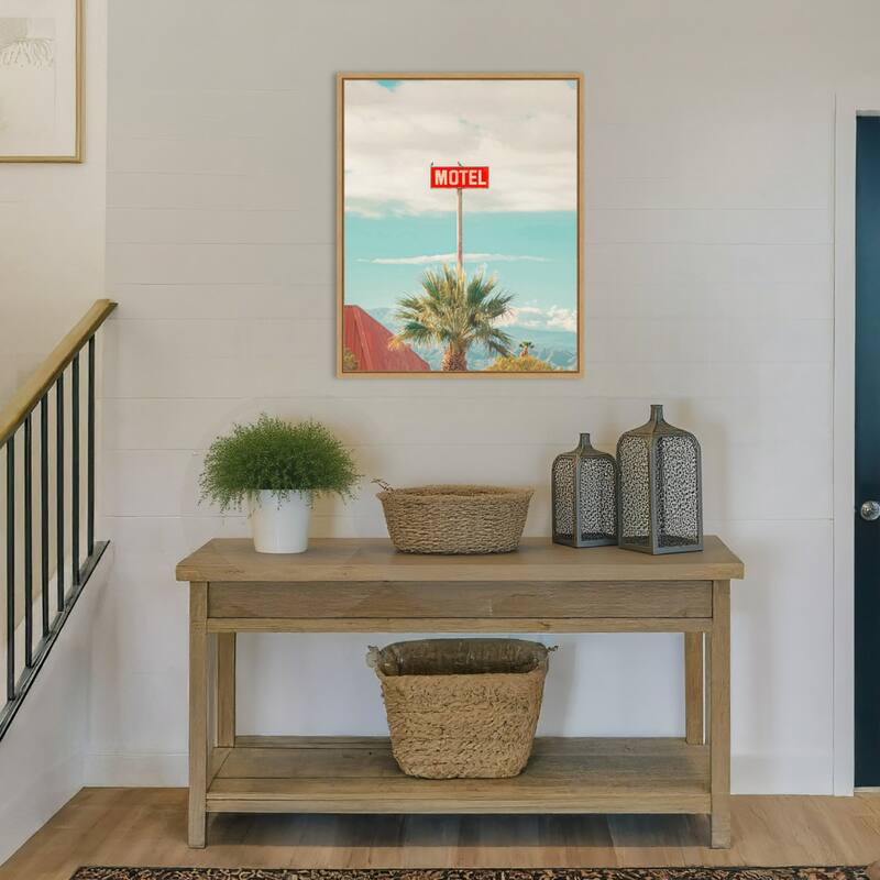 This Motel is for the Birds by Tom Windeknecht Framed Canvas Wall Art Print - Sylvie Natural