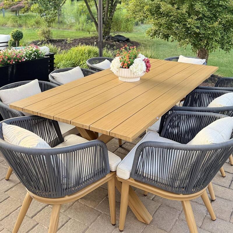 PURPLE LEAF Outdoor Dining Set for Garden Deck Wicker Table and Chairs Set-11 Piece