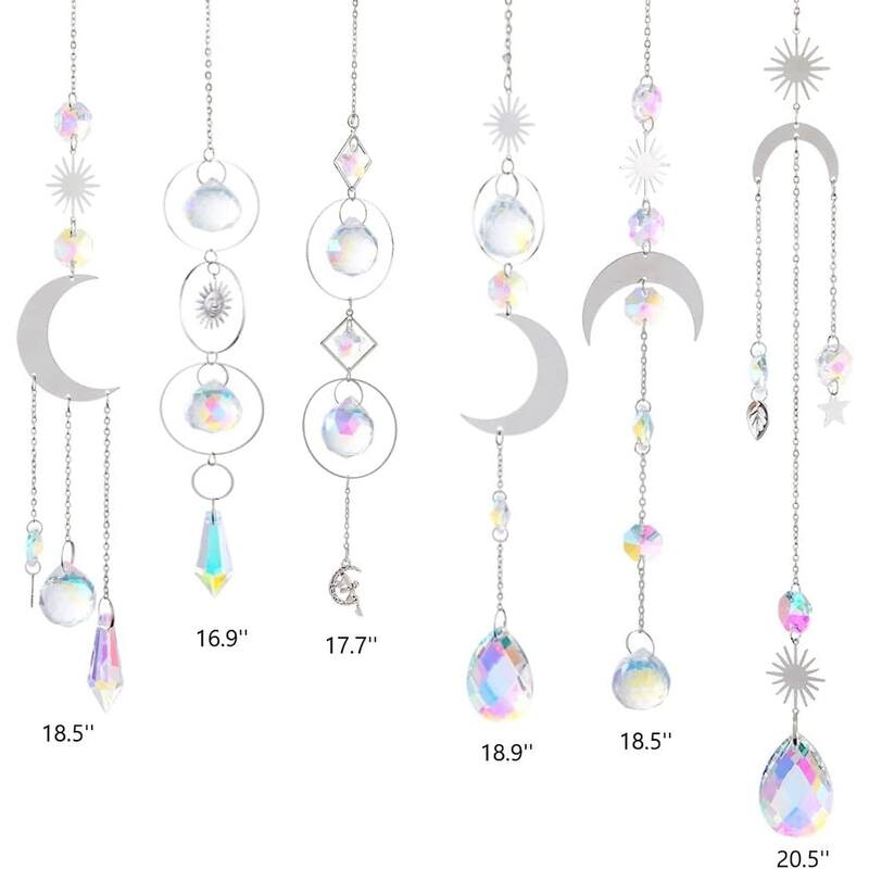 6pcs K9 Crystal Suncatcher Indoor Window Outdoor Sun Catcher Hanging Ornament Pendant Home Garden Decoration Holiday Party