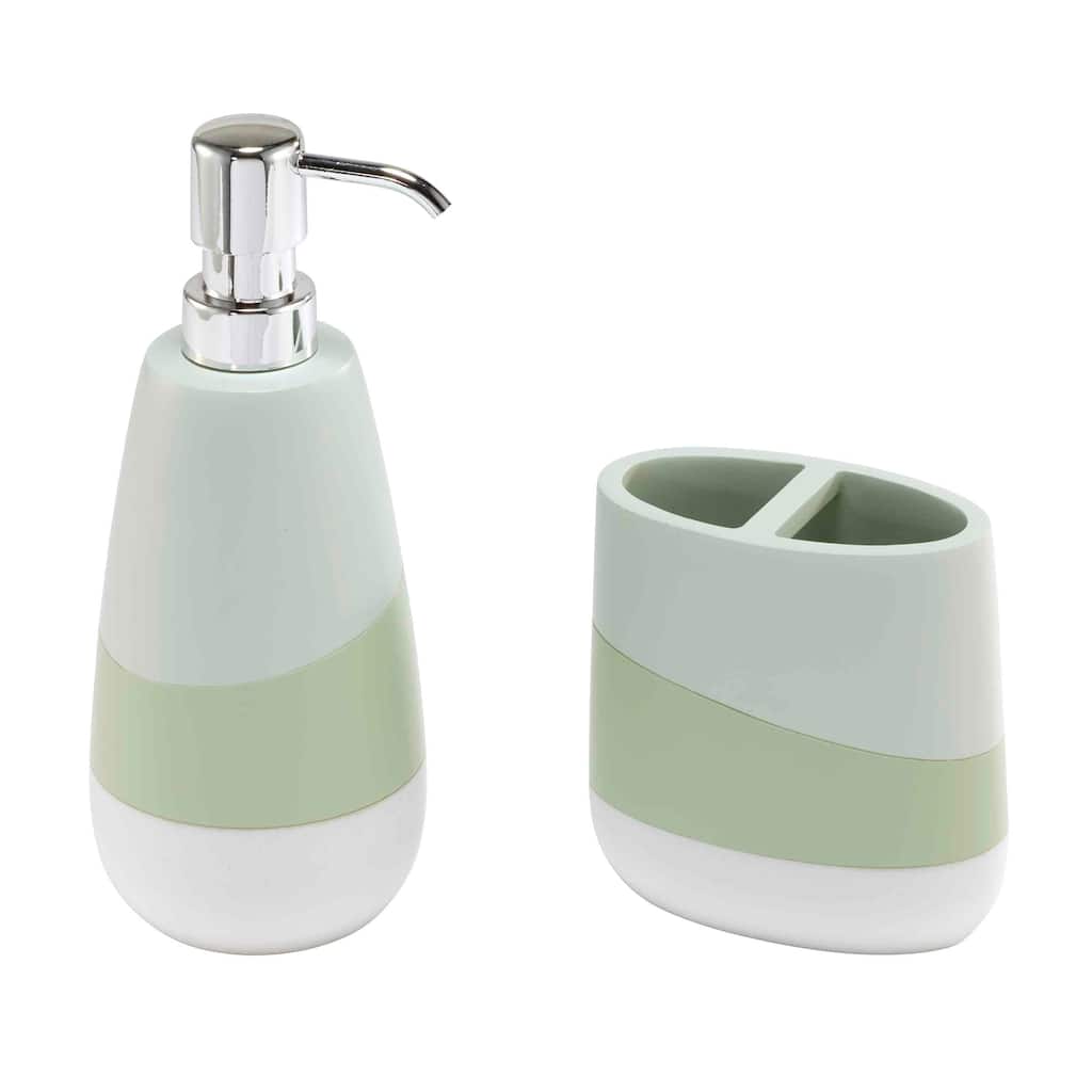 Nicole Miller Tropiluxe Toothbrush Holder & Lotion Dispenser Set - Bath Acc 2pc Set - TB, LP