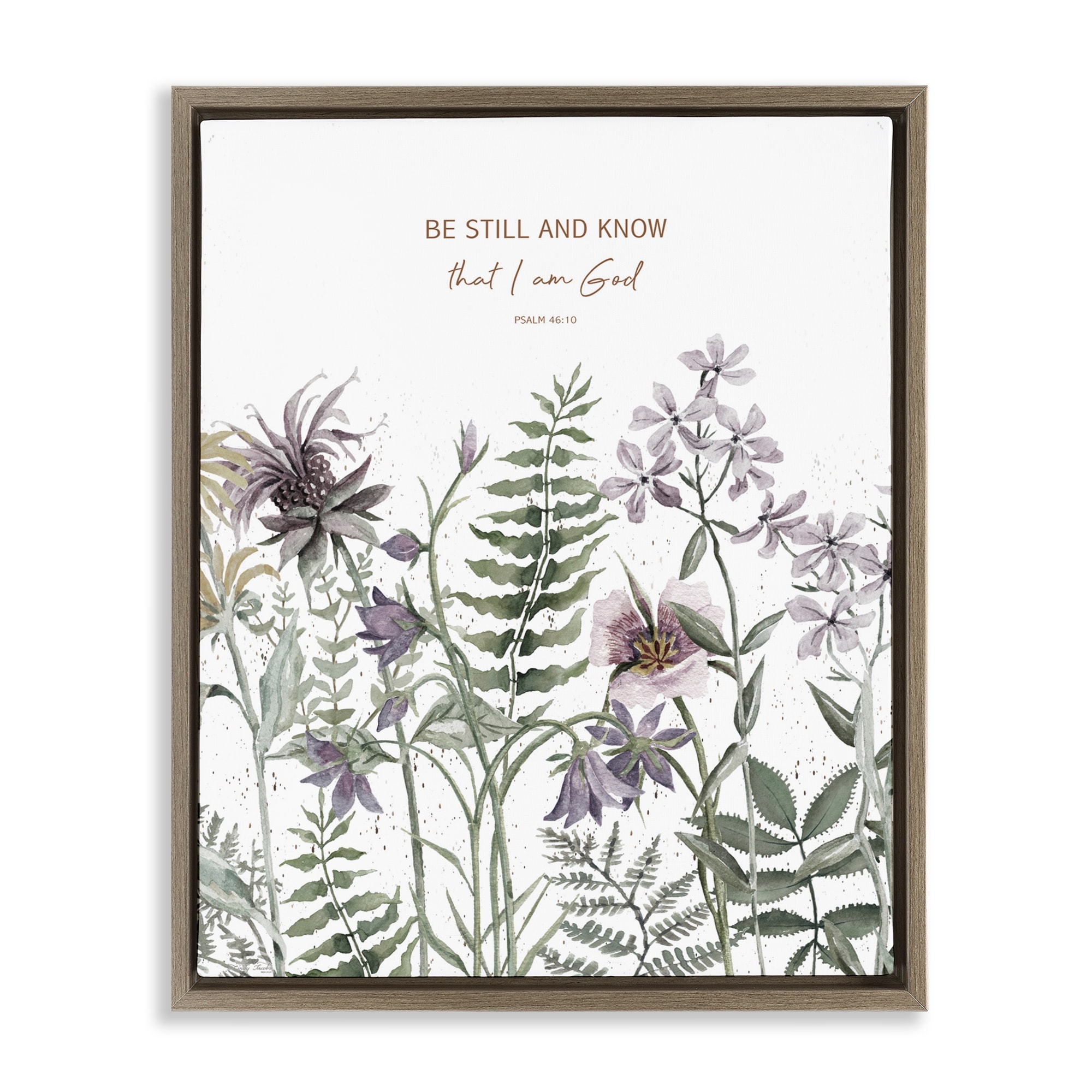 Stupell Be Still and Know Botanicals Framed Floater Canvas Wall Art Design By Cindy Jacobs
