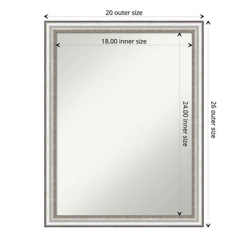 Non-Beveled Bathroom Wall Mirror - Salon Silver Narrow Frame - Salon Silver Narrow - 20 x 26 in