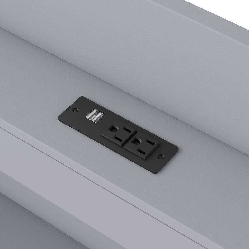 Twin XL Platform Bed with Storage, LED Headboard, Charging Station, Trundle, and Drawers, Gray